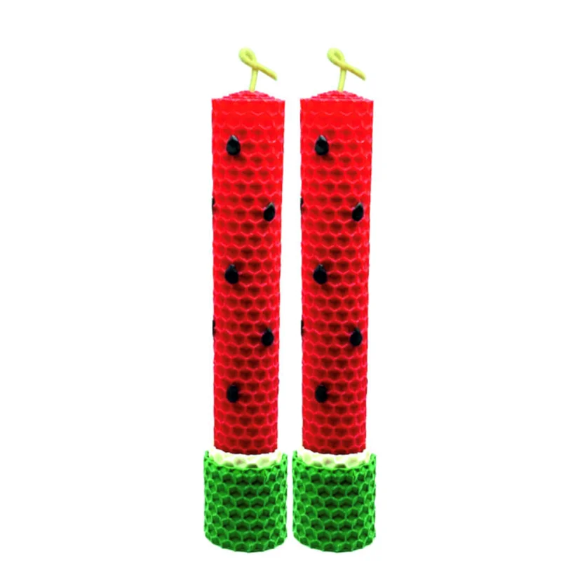 شمع موم عسل طبیعی طرح هندوانه کوچینو ( کد 30140) مجموعه ۲ عددی