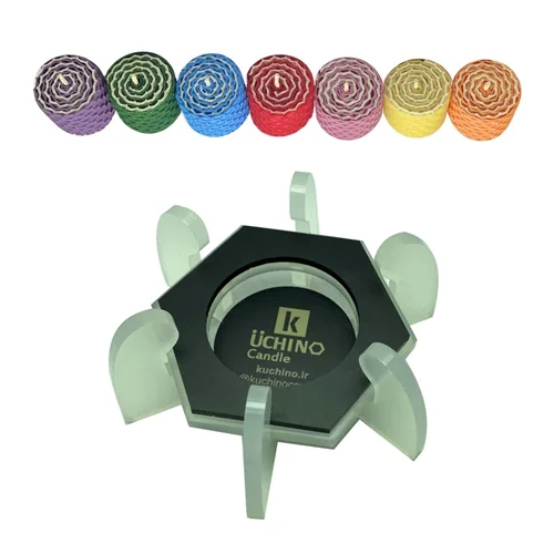 شمع موم عسل کوچینو رولتی کد M3030-7 (مجموعه 7 عددی) با جا شمعی مخصوص