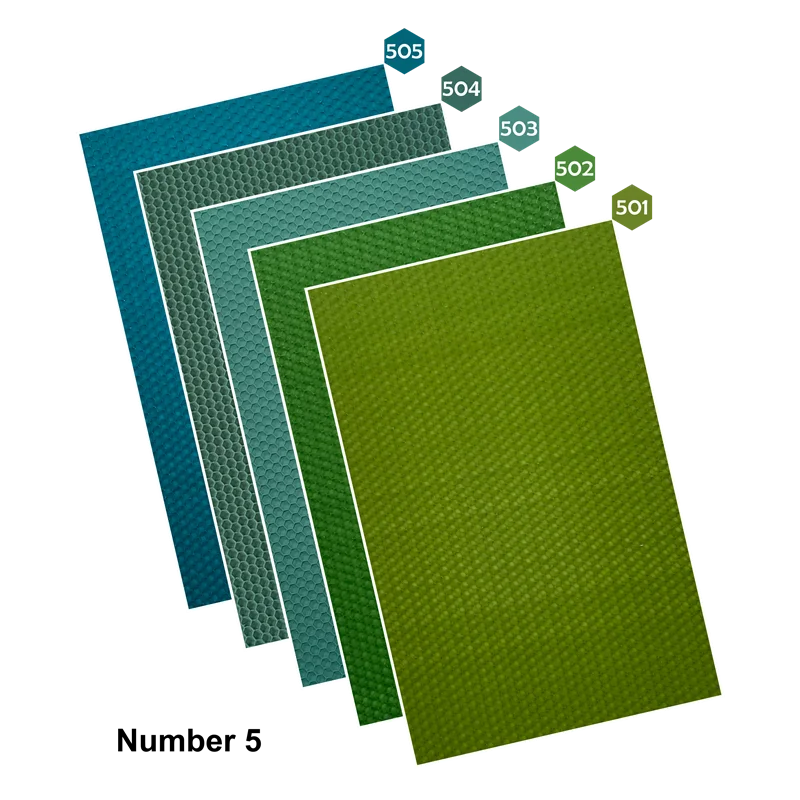 ورق موم عسل کاتالوگ شماره 5 ( خانواده رنگ های سبز آبی ها)