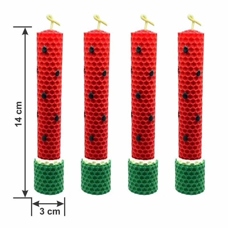 شمع موم عسل مدل طرح هندوانه یلدا (مجموعه ۴ عددی)